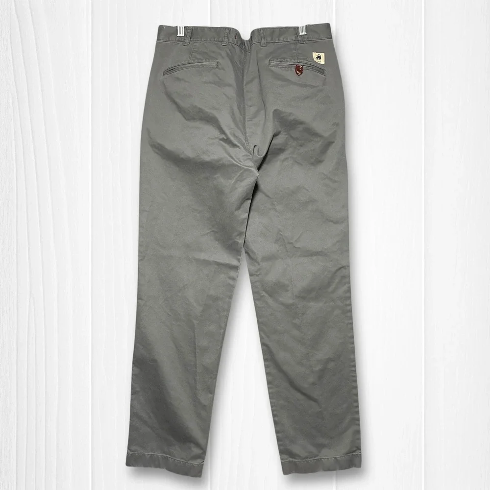 Brooks Brothers 1818 Grey Cotton Chino Pants Flat Front‎ Trousers Men's 36x32